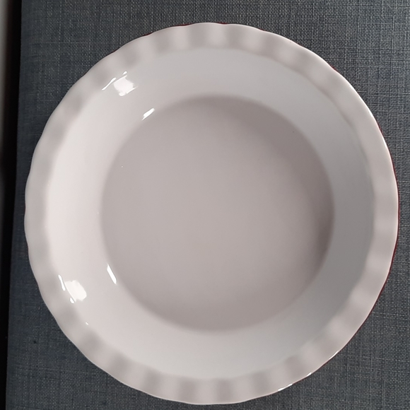 Ruffle Fluted Edge Pottery Pie Plate Baking Red Embossed Pattern Bake Baker Cook - Picture 2 of 4